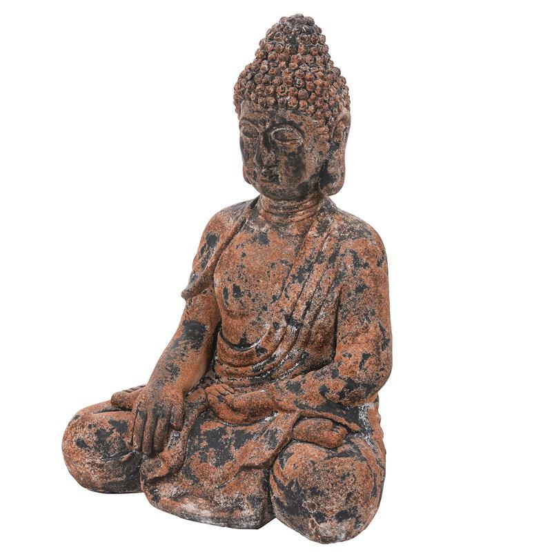 LuxenHome Weathered Brown MgO Meditating Buddha Statue