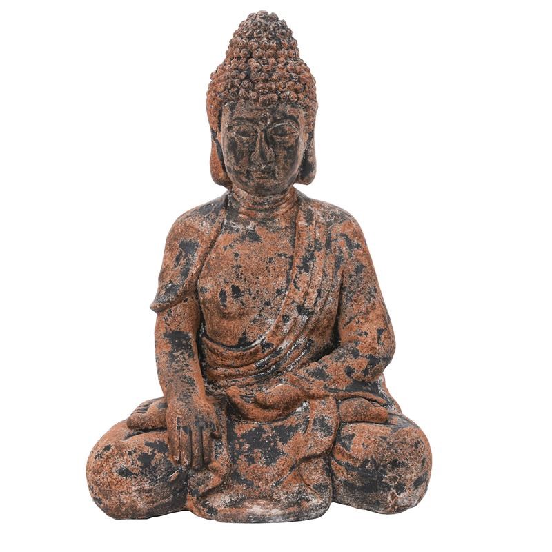 LuxenHome Weathered Brown MgO Meditating Buddha Statue
