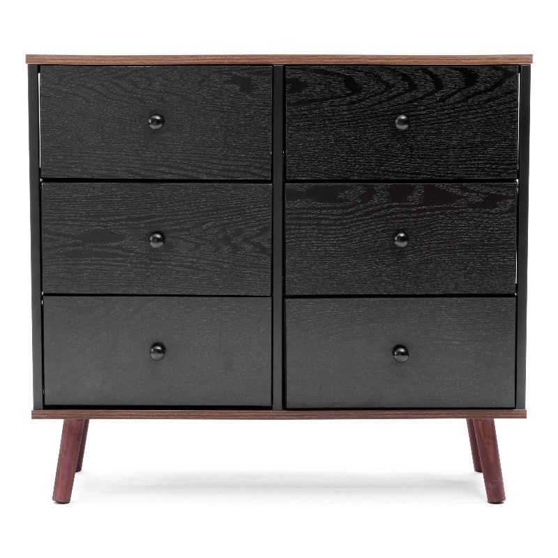LuxenHome Black Manufactured Wood 6-Drawer Accent Chest