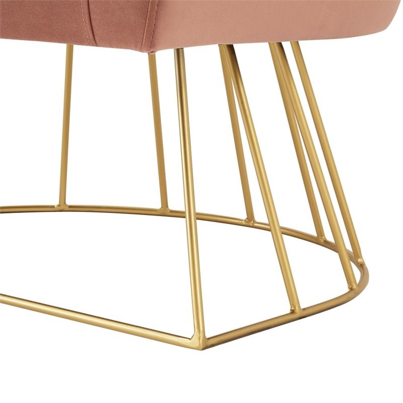 Posh Living Leo Tufted Velvet Barrel Back Accent Chair in Blush Pink/Gold
