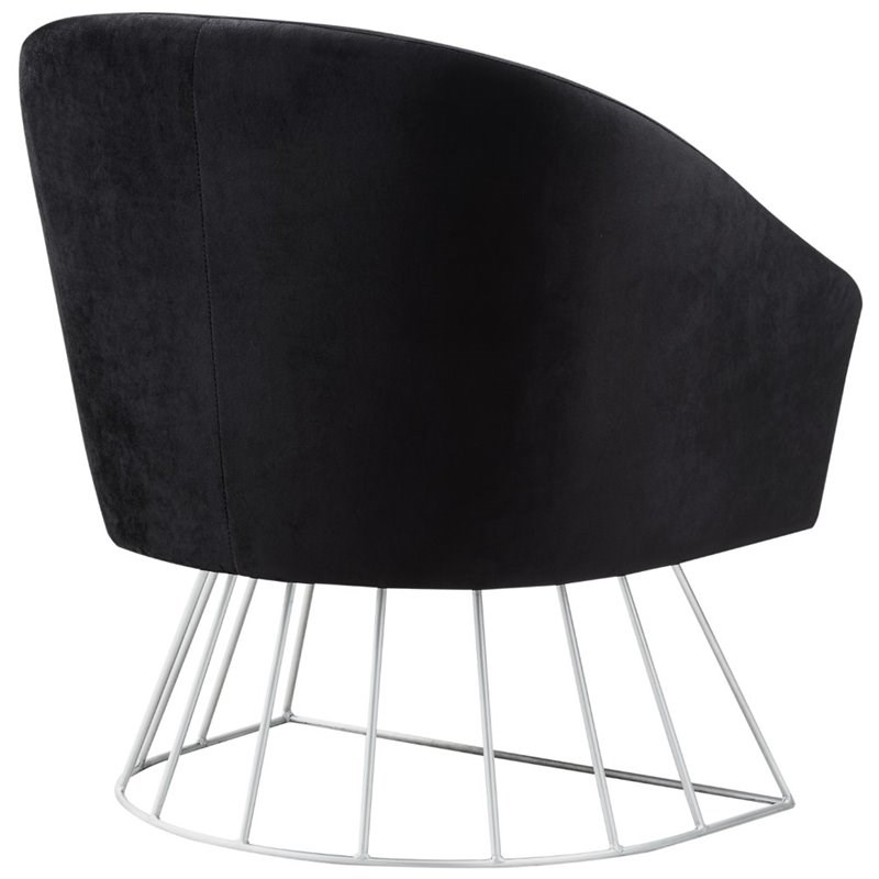 Posh Living Leo Tufted Velvet Barrel Back Accent Chair in Black/Chrome