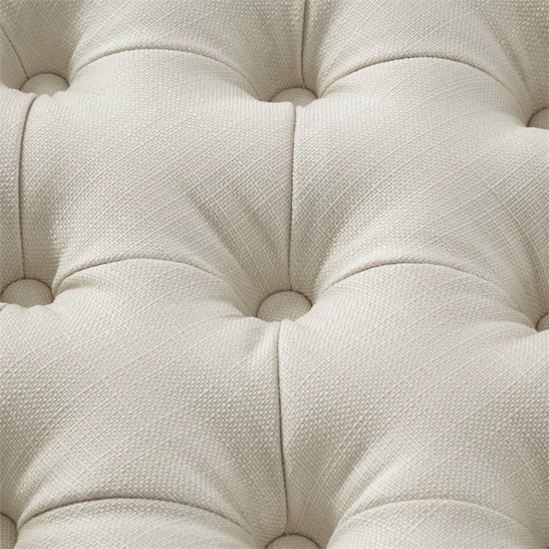 Posh Living Markella Linen Fabric Storage Ottoman in Cream White/Chrome