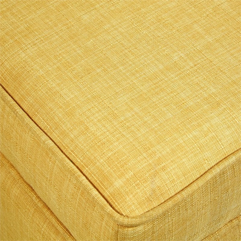 Posh Living Ruby Tufted Linen Fabric Cube Storage Ottoman with Casters in Yellow