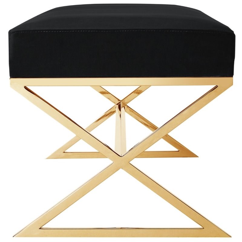 posh living colin velvet upholstered bench with stainless steel legs