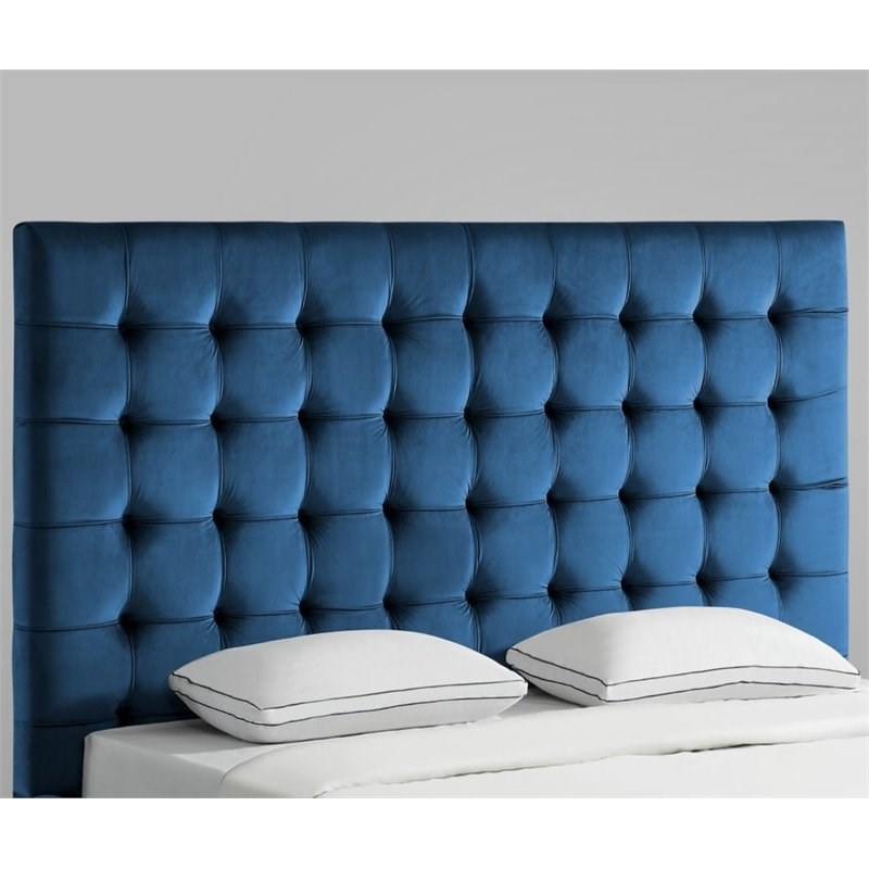 posh living blake buttontufted velvet king headboard in blue hb2402nykcx