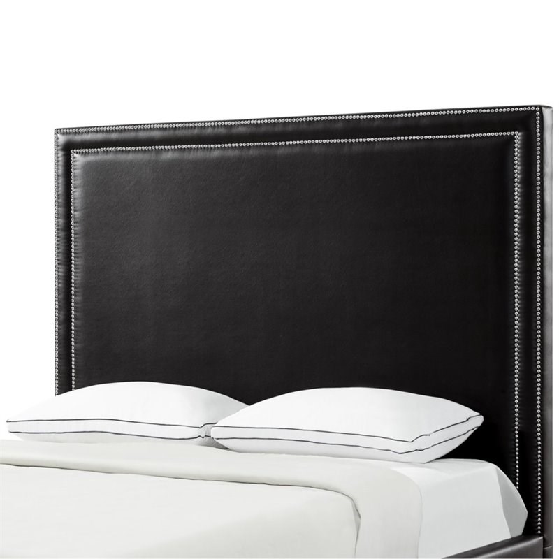 posh living tristan tufted leather queen headboard with nailhead in