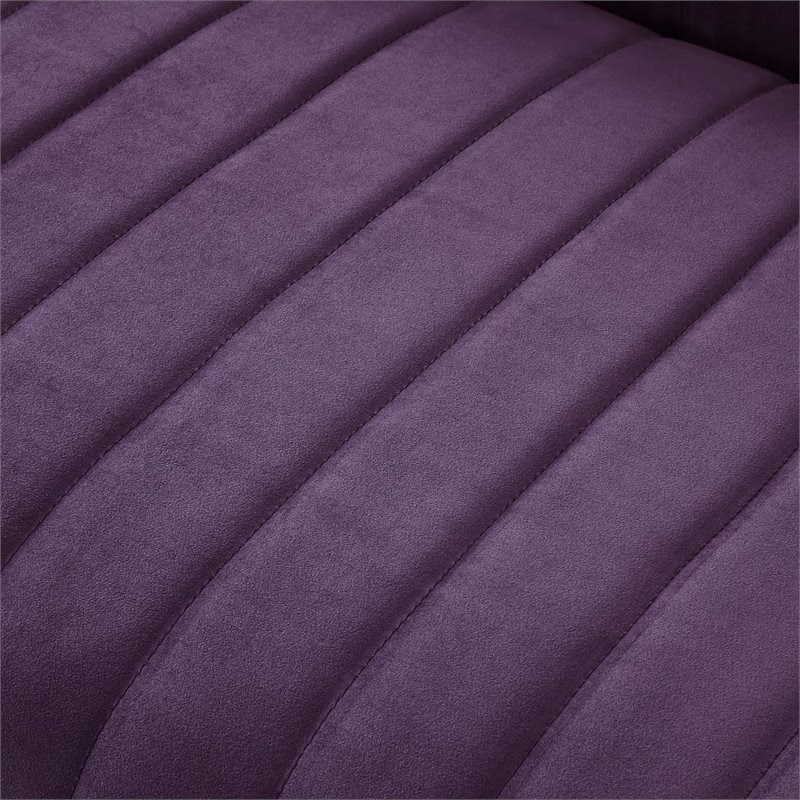 Posh Living Hayden Velvet Tuxedo Sofa with Y-Metal Base in Purple/Chrome