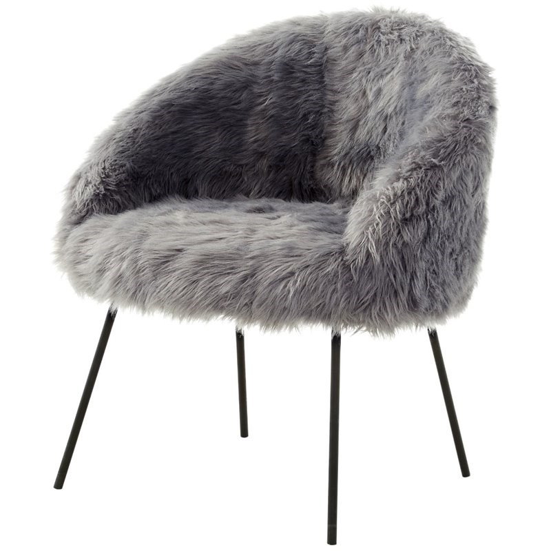 grey fur accent chair