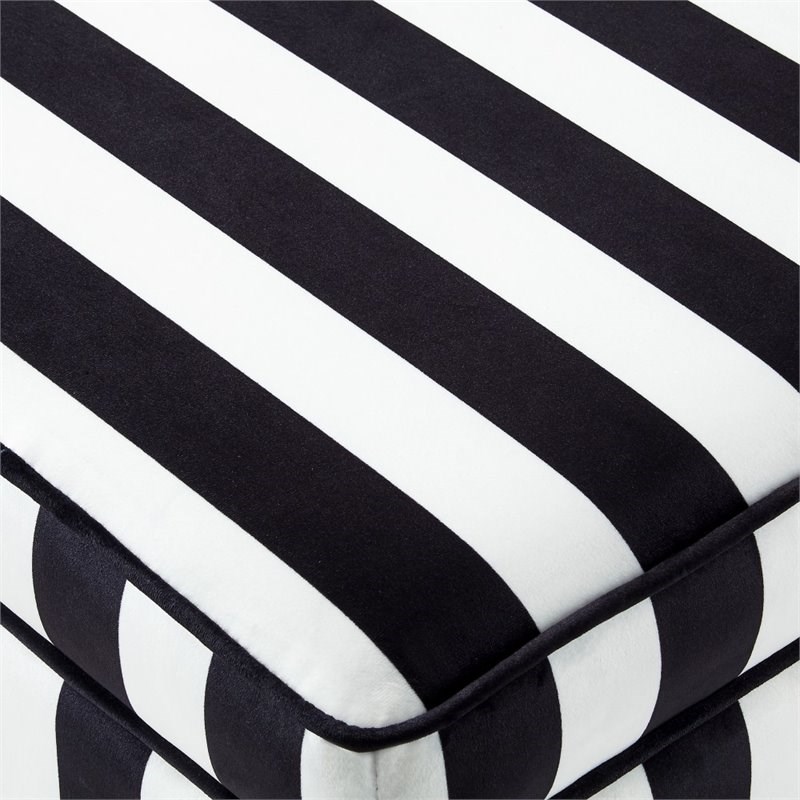Posh Living Ruby Velvet Cube Storage Ottoman with Casters in Black/White