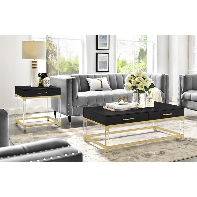 Black And Gold Coffee Table With Storage - Marble Coffee Tables White