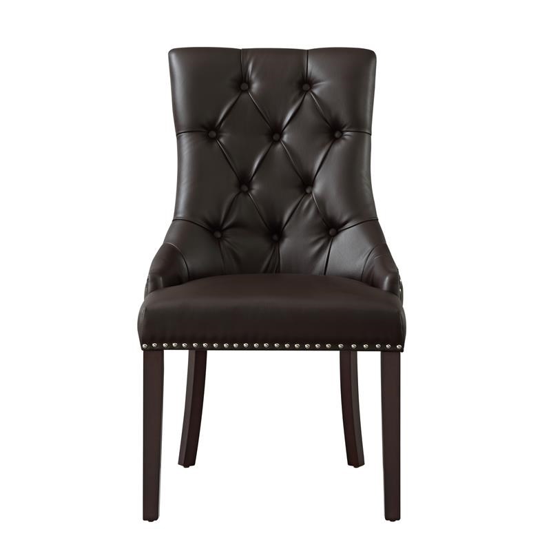 Posh Living Jose Faux Leather Dining Chair in Espresso (Set of 2)