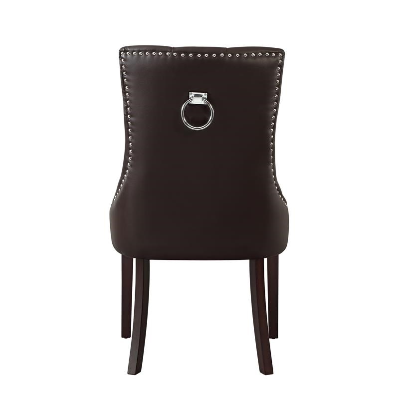 Posh Living Jose Faux Leather Dining Chair in Espresso (Set of 2)