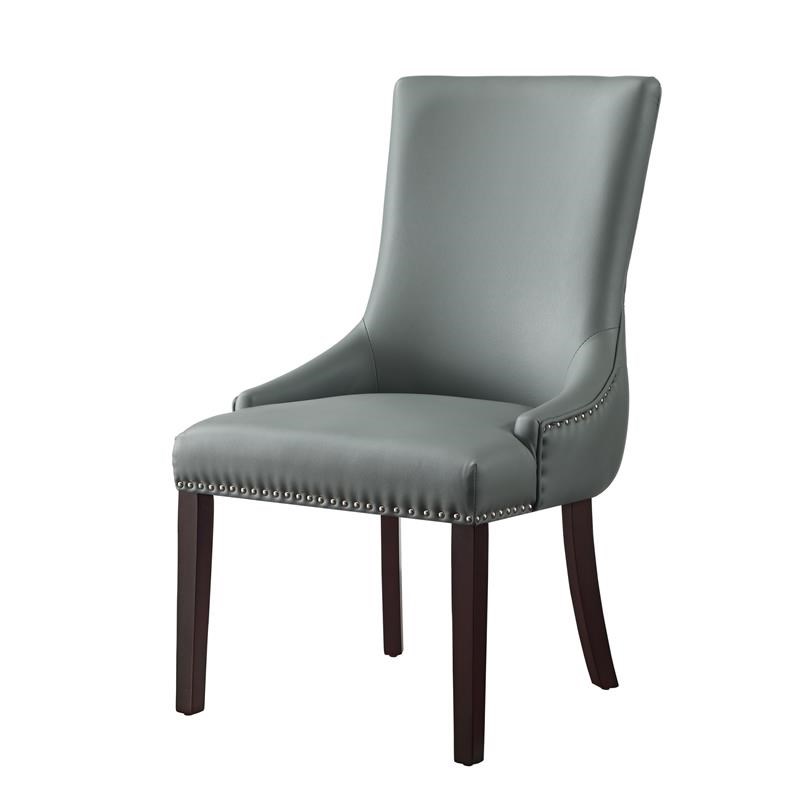 Posh Living Kinsley Tufted Faux Leather Dining Chair in Light Gray (Set