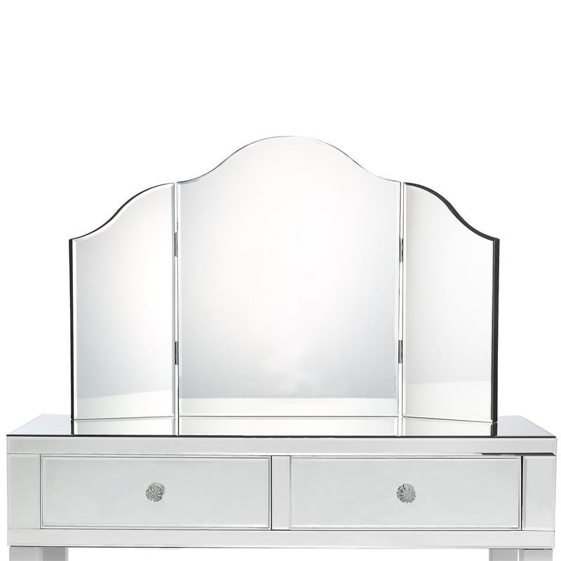 Posh Living Perry Mirrored 3-Piece Bedroom Vanity Set in Gray