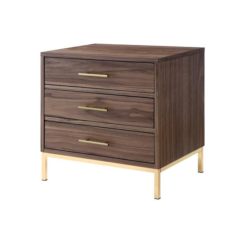 posh living stella 3drawer nightstand with metal base in