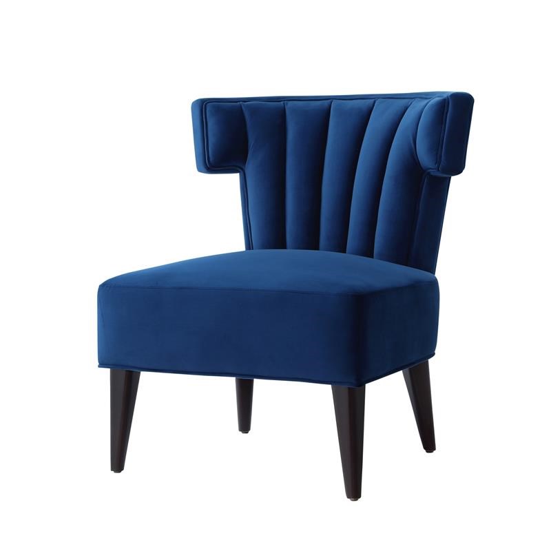Posh Living Damari Tufted Velvet Wingback Accent Chair in Navy Blue