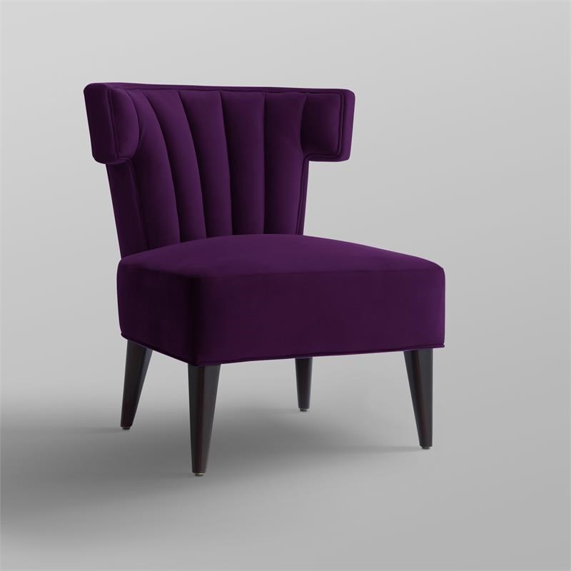 posh living damari tufted velvet wingback accent chair in purple