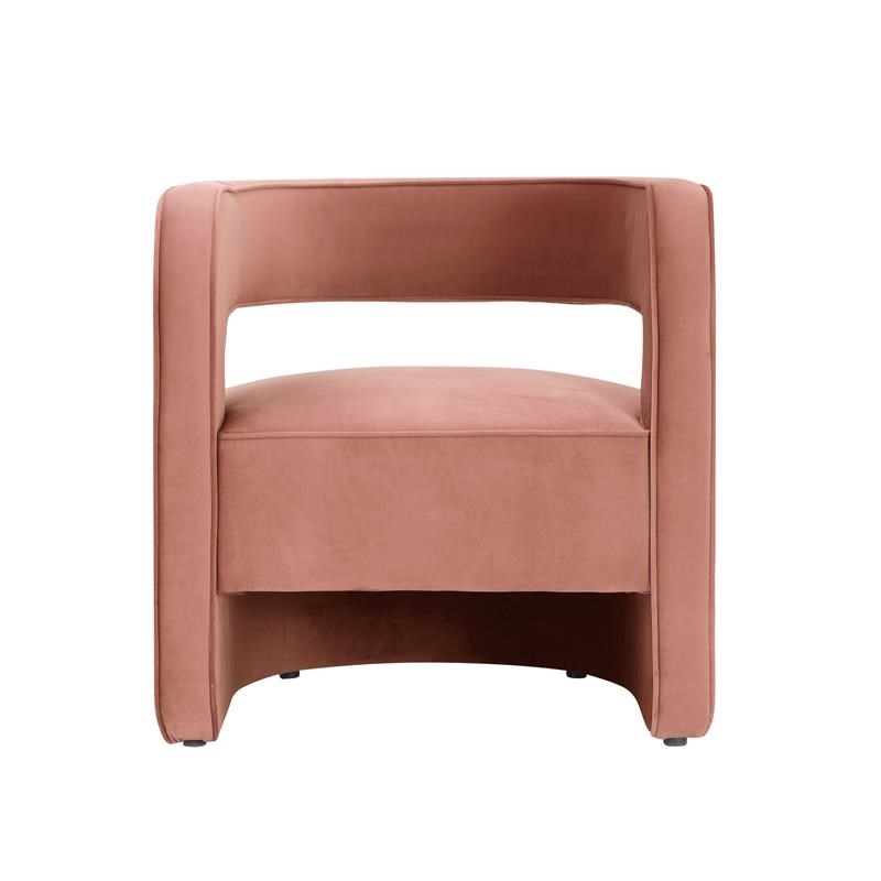 Posh Living Crown Velvet Barrel Back Accent Chair in Blush Pink
