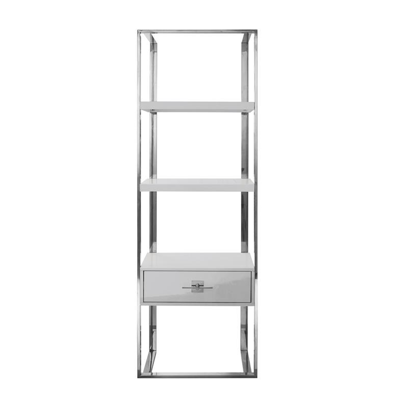 Living Mano Stainless Steel 3 Shelf, Stainless Steel Bookcase