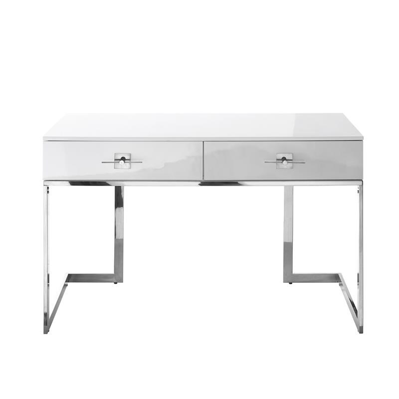 Posh Living Mano 2 Drawers Stainless, Vanity Desk Combo Black And White