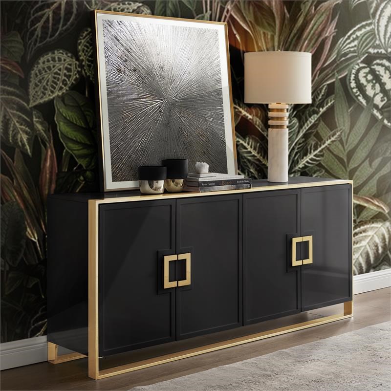 Inspired Home Ulani Sideboard Buffet In Black Sd133 09bk Cx   2011107 2 L 