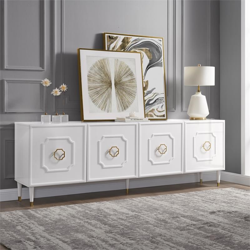 Inspired Home Keao 4 Doors Sideboard Buffet in White Homesquare