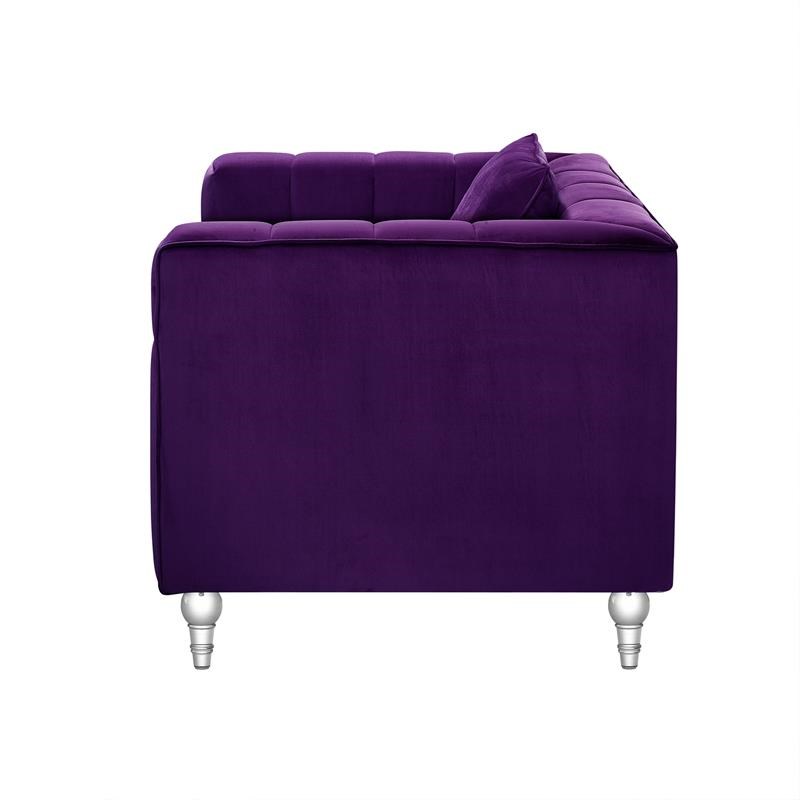 Adalyn Club Chair Purple Velvet  Biscuit Tufted Lucite Leg