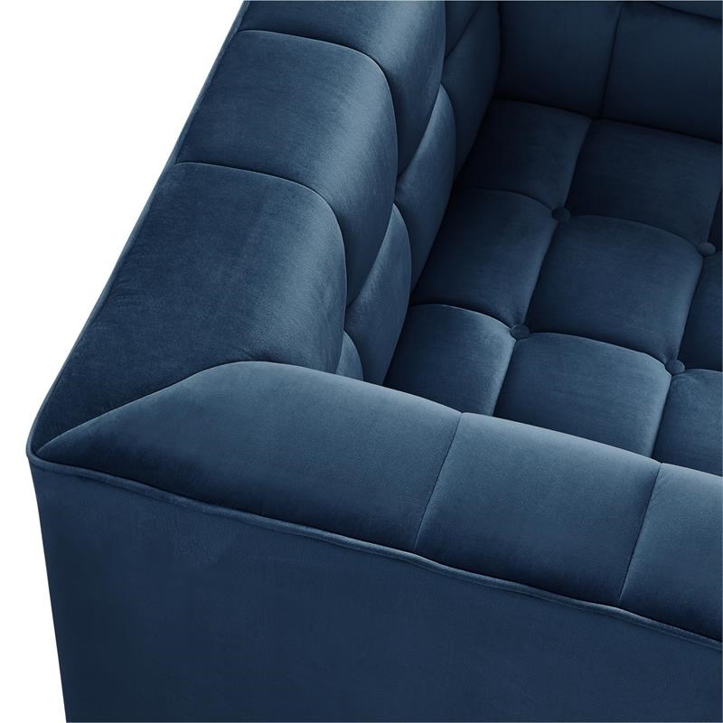 Adalyn Club Chair Navy Blue Velvet  Biscuit Tufted Lucite Leg
