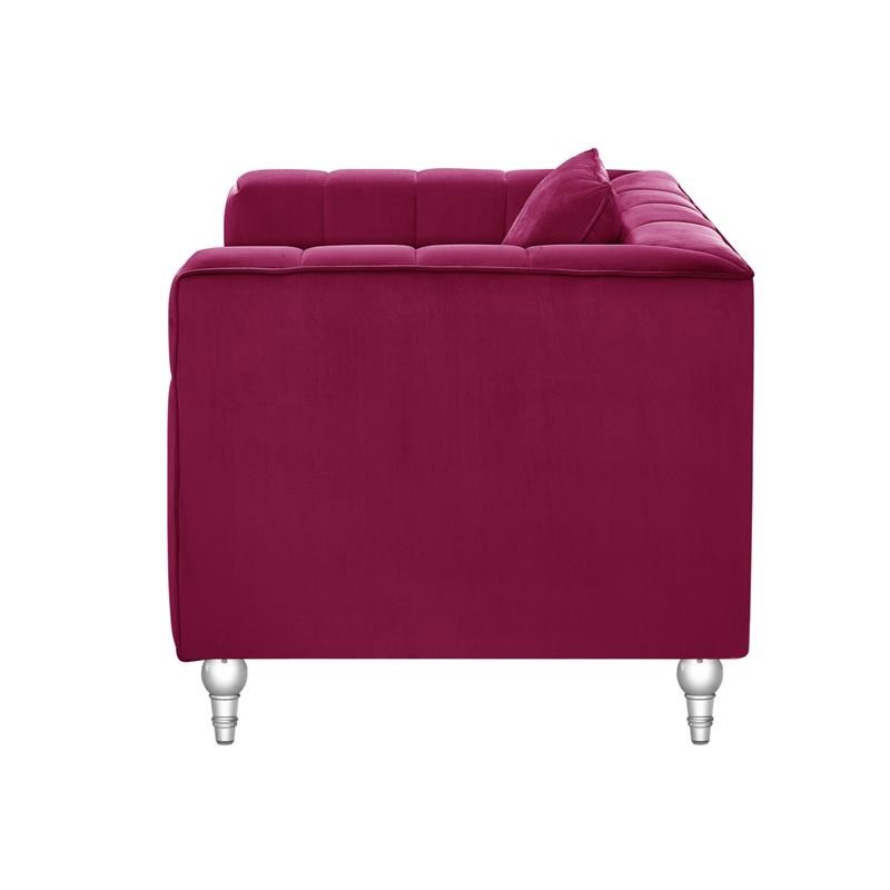 Adalyn Club Chair Fuchsia Pink Velvet  Biscuit Tufted Lucite Leg