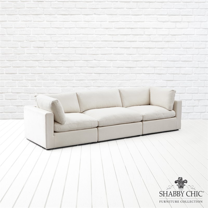 Kaelynn Sofa Cream White Linen Upholstered 3Seat Homesquare