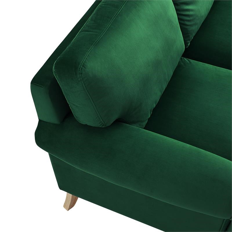 Lela Sofa Hunter Green Velvet  Upholstered Sinuous Spring