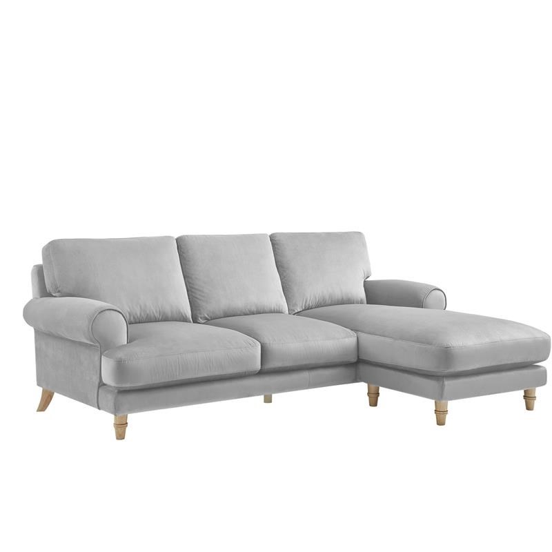 Lela Sofa Grey Velvet  Upholstered Sinuous Spring