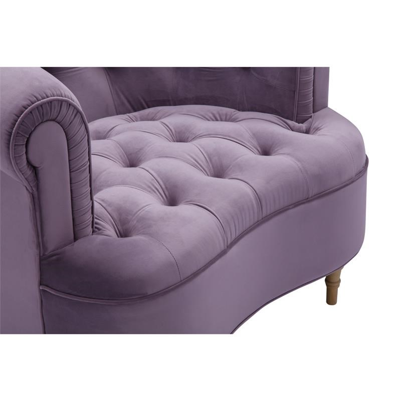 Winifred  Accent  Chair  Purple Velvet  Upholstered  Button  Tufted  Rolled Arms