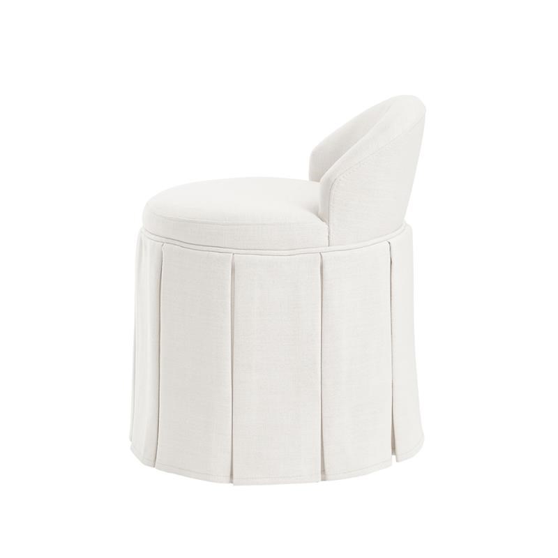 Adleigh Vanity Stool Cream White Linen 17.9L x 18.5W x 23.6H Slipcover