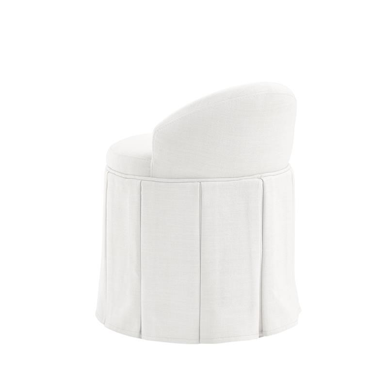 Adleigh Vanity Stool Cream White Linen 17.9L x 18.5W x 23.6H Slipcover