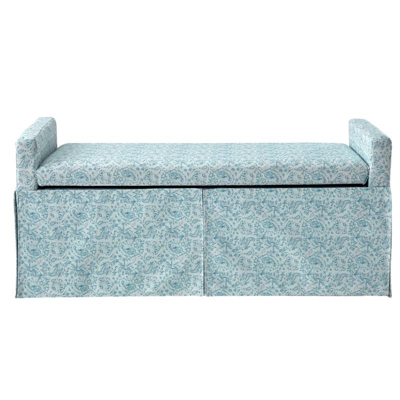 Khloee Bench Indes Blue Ground Linen 50.2L x 19.6W x 22H Upholstered Square Arms