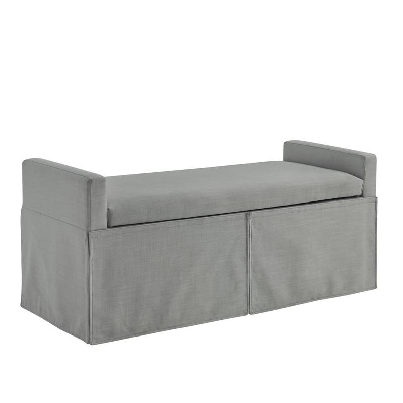 Khloee Bench Light Grey Linen 50.2L x 19.6W x 22H Upholstered Square Arms