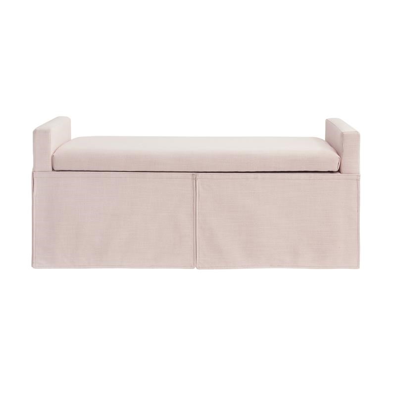 Khloee Bench Light Pink Linen 50.2L x 19.6W x 22H Upholstered Square Arms
