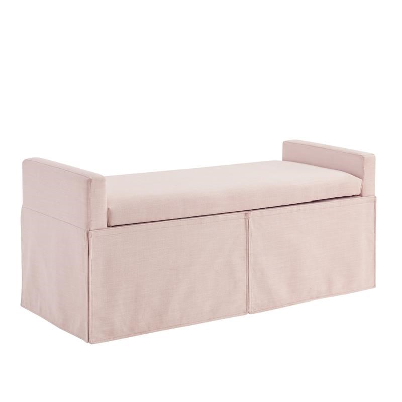 Khloee Bench Light Pink Linen 50.2L x 19.6W x 22H Upholstered Square Arms