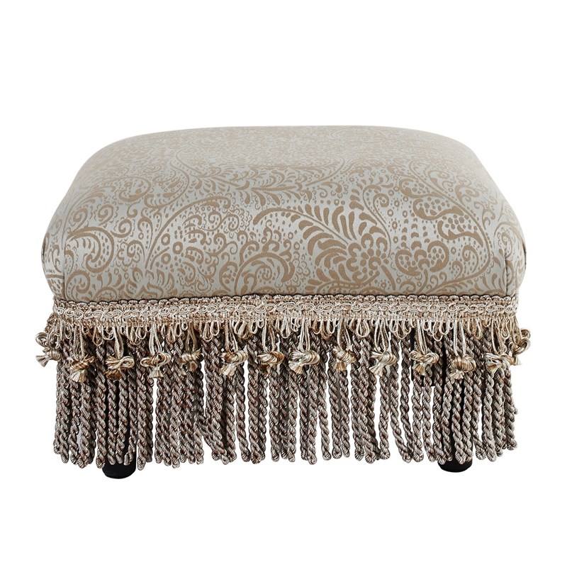 Fiona Traditional Decorative Footstool Teal Tan Polyester