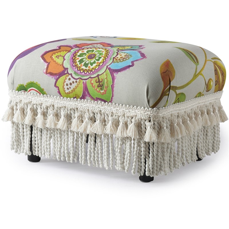 Fiona Traditional Decorative Footstool Off White Floral