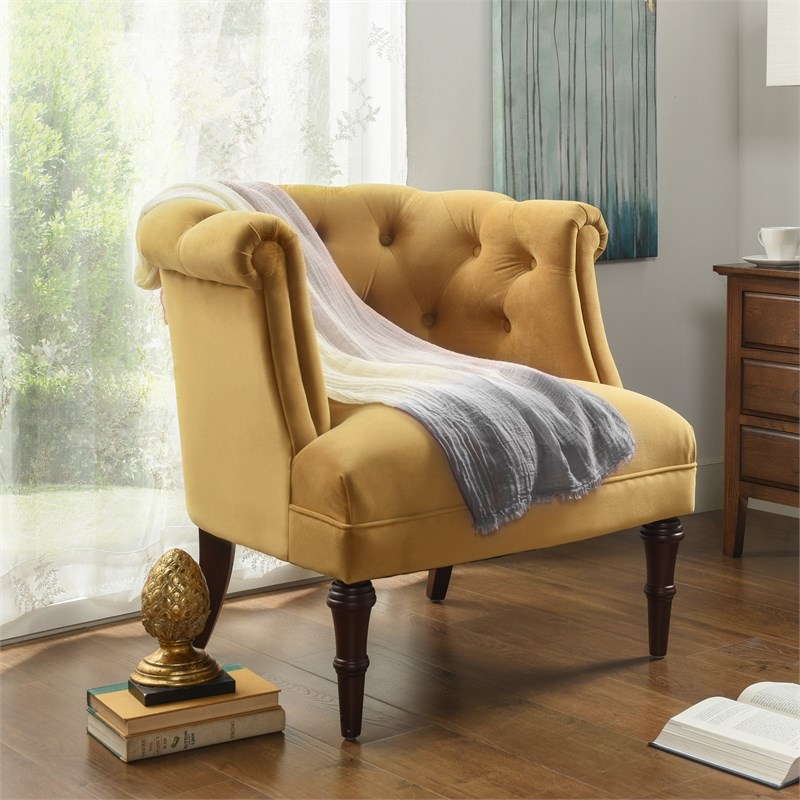 katherine tufted accent chair gold 2483959
