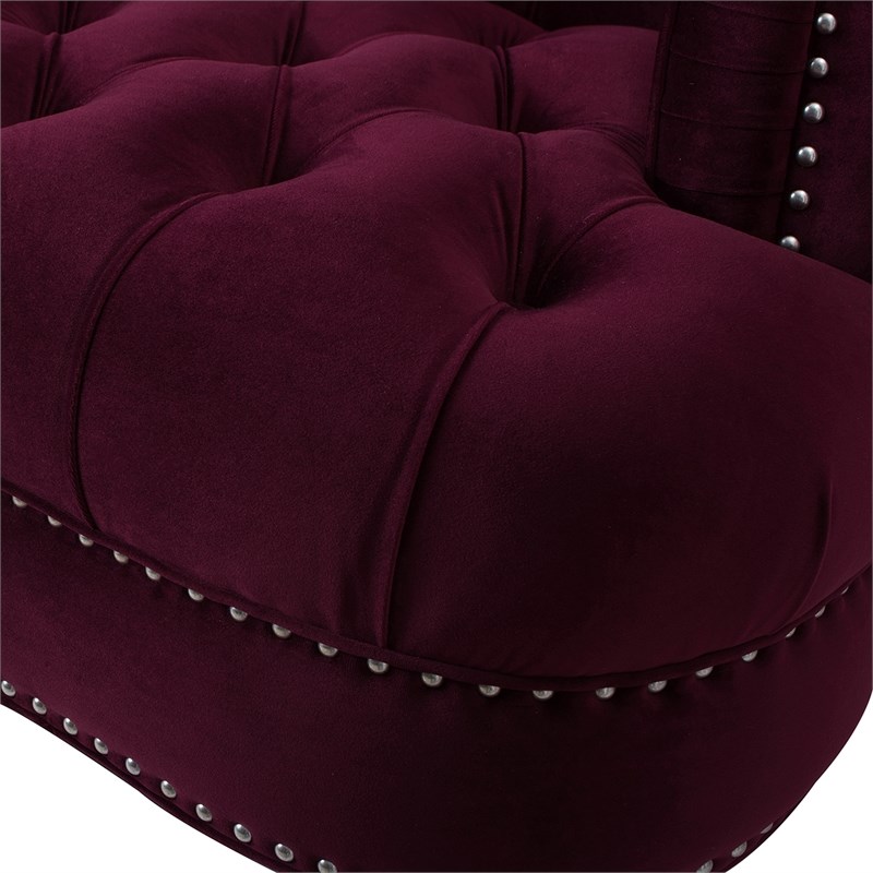 La Rosa Victorian Tufted Accent Chair Burgundy