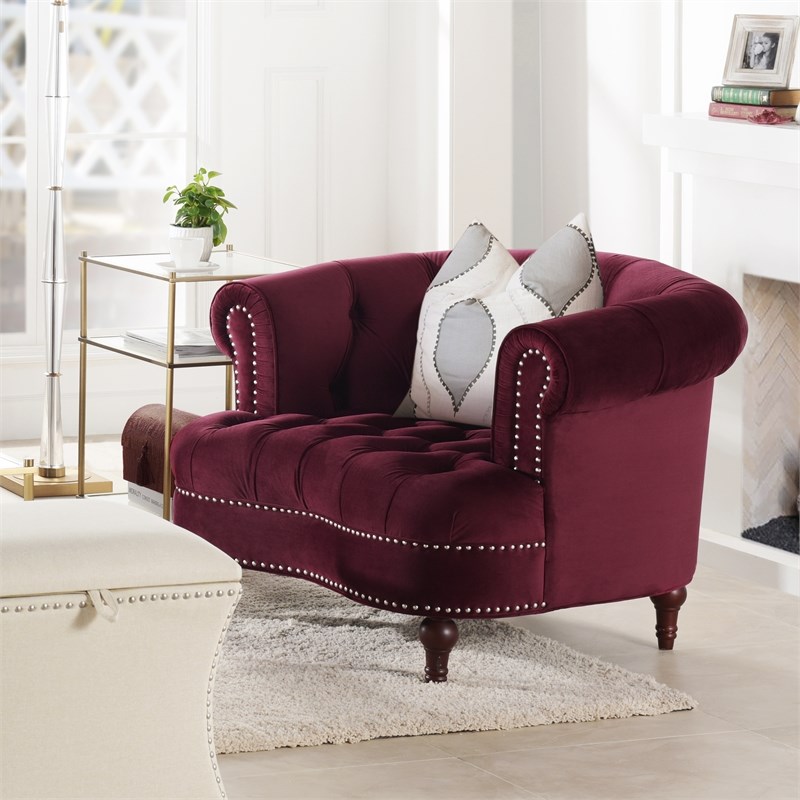 La Rosa Victorian Tufted Accent Chair Burgundy Homesquare