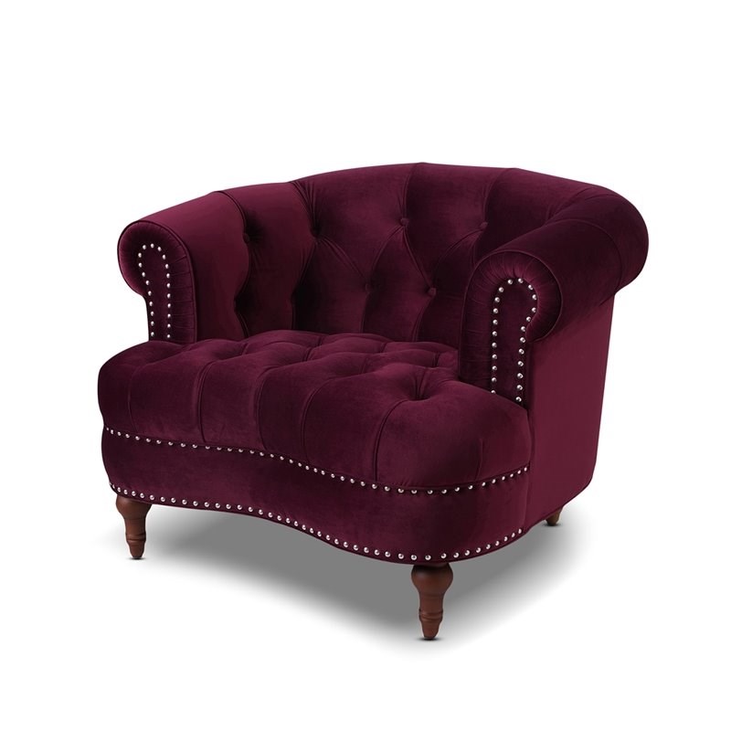 La Rosa Victorian Tufted Accent Chair Burgundy