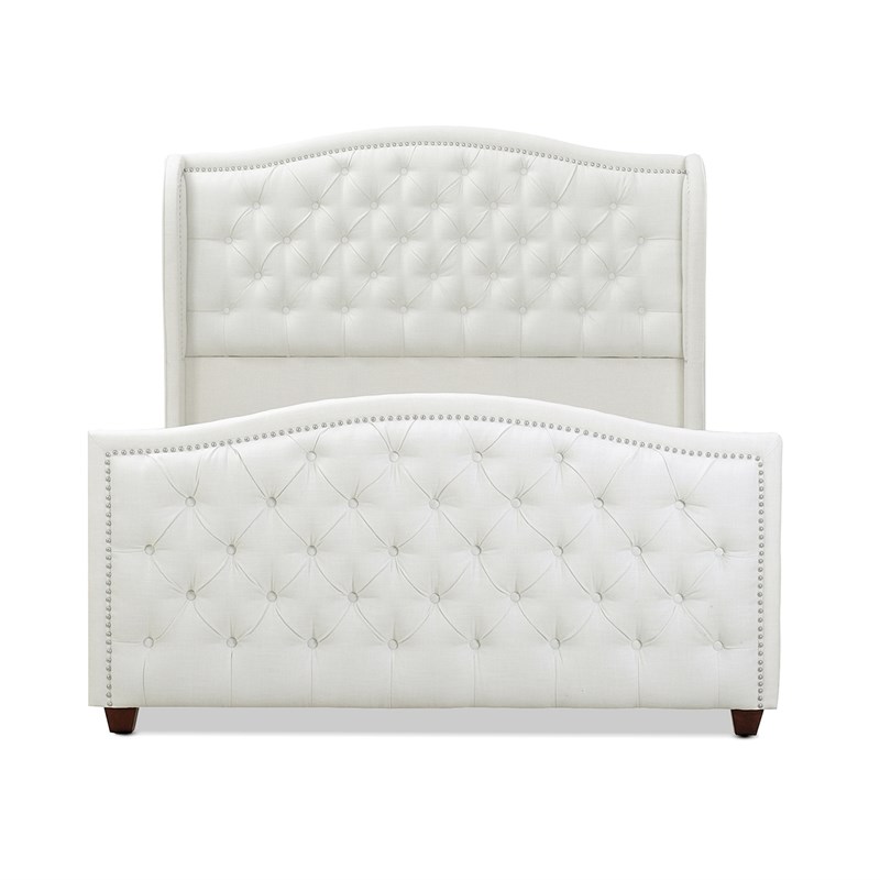 Marcella Tufted Wingback Queen Bed Antique White