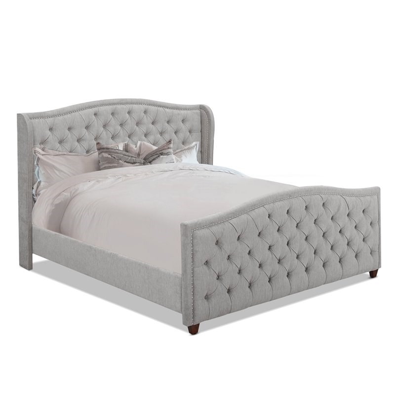 Marcella Tufted Wingback King Bed Silver Grey