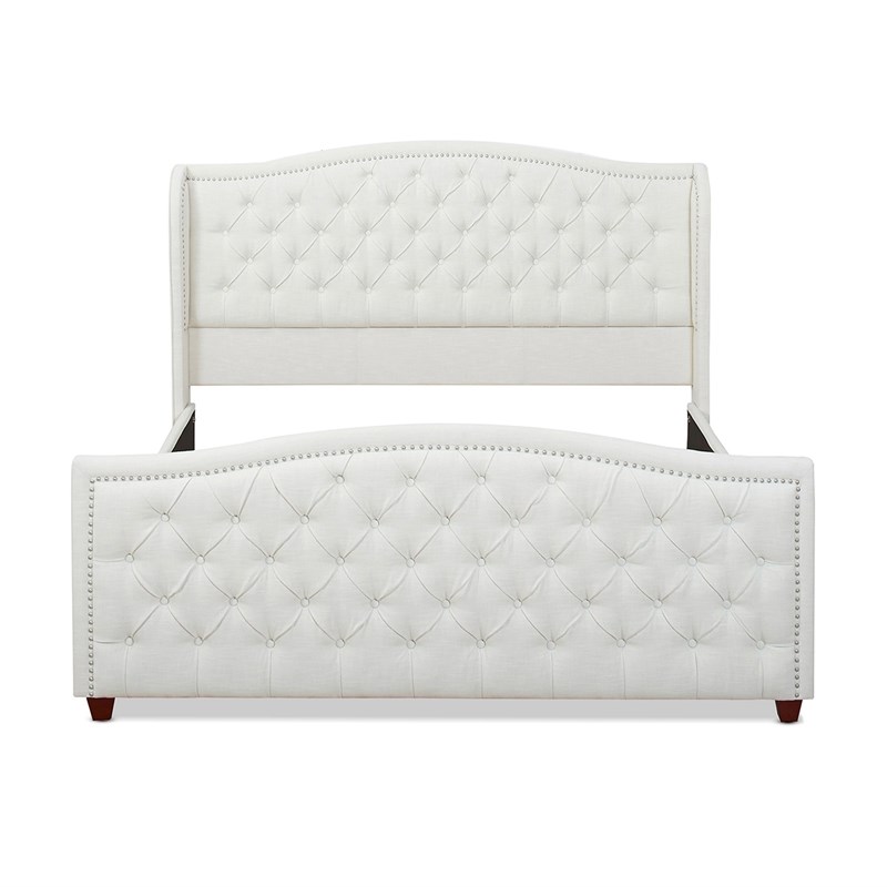 Marcella Tufted Wingback King Bed Antique White
