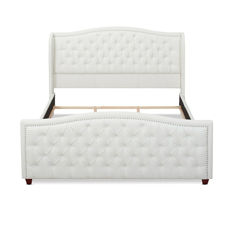 Marcella Tufted Wingback King Bed Antique White