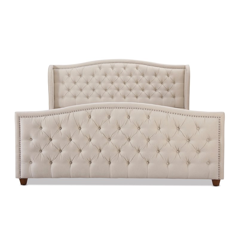 Marcella Tufted Wingback King Bed Sky Neutral